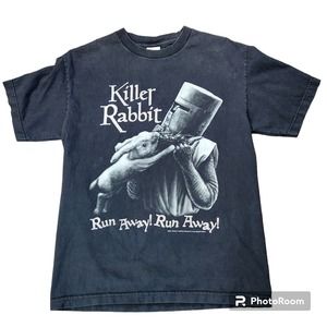 Vintage Monty Python M Men's T Shirt Holy Grail Killer Rabbit Run Away Shirt Y2K